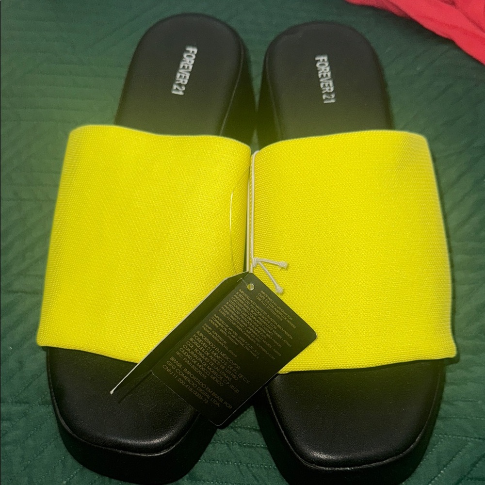 Forever 21 Yellow Slide Sandals